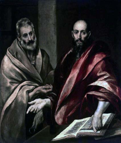 Esta pintura que representa a los apóstoles Pedro y Pablo ilustra Comentarios bíblicos: 2 Pedro, en editoriallapaz.org.